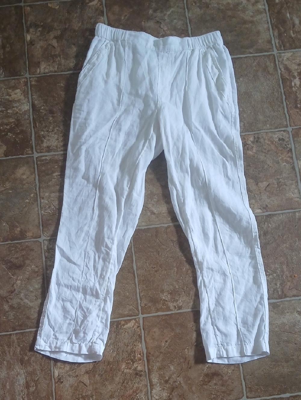 GUC Nicole Miller 100% Linen White Linen Casual Pants